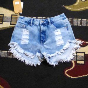 High Waisted Distressed Denim Shorts NWT